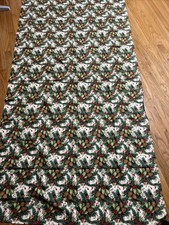 Handmade Rectangle Christmas Tablecloth 42"x79" Pine Cone Holly Berry Green Red