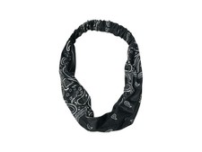 Black Paisley Wide Cotton Stretch Headband Hair Accessory