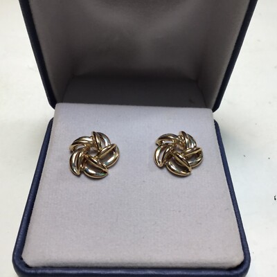 14K Blumen Knoten Gelbgold Clip Ohrringe Vintage Karat massiv 3,22 Gramm NABCO