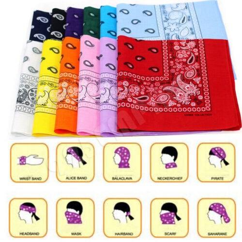 Lot of 3 Pack Paisley Bandana Head Wrap 100% Cotton Scarves - Picture 4 of 23