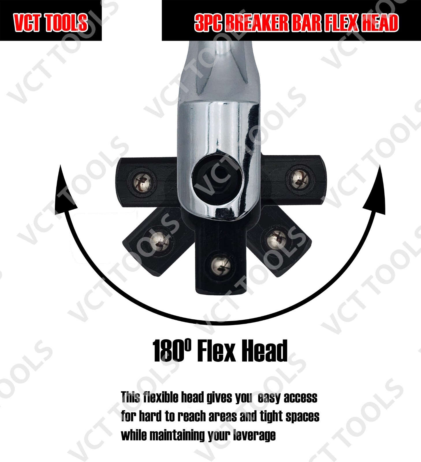 3pc Breaker Bar Set 1/4' 3/8'' 1/2'' Dr Breaker Bars 6" 10" 15" Length