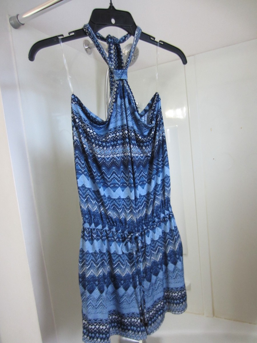 NWT women's shorts jumpsuit Elan Beach Size S navy/light blue