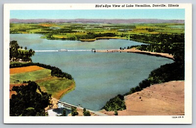 Danville, Indiana - IN, Aerial View, Lake Vermilion, Vintage Postcard