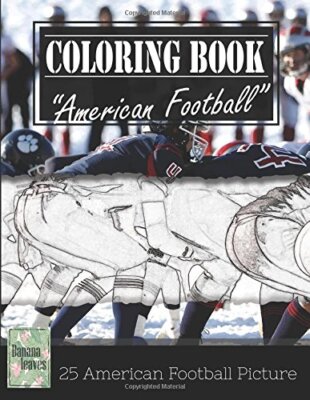 American Football Sketch Gray Scale Photo Adult Coloring Book, Mind Relaxatio-,