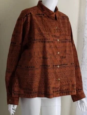Amazing Chico's 3 XL Faux-Suede Moleskin Lux Tribal Art-to-Wear Jacket