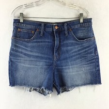 Madewell F7019 High Waist Raw Hem Distressed Stretch Denim Jean Shorts Size 31