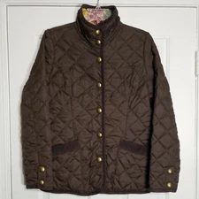 Joules Tom Joule Byland Saddle Brown Quilted Jacket Floral Lining US Size 8