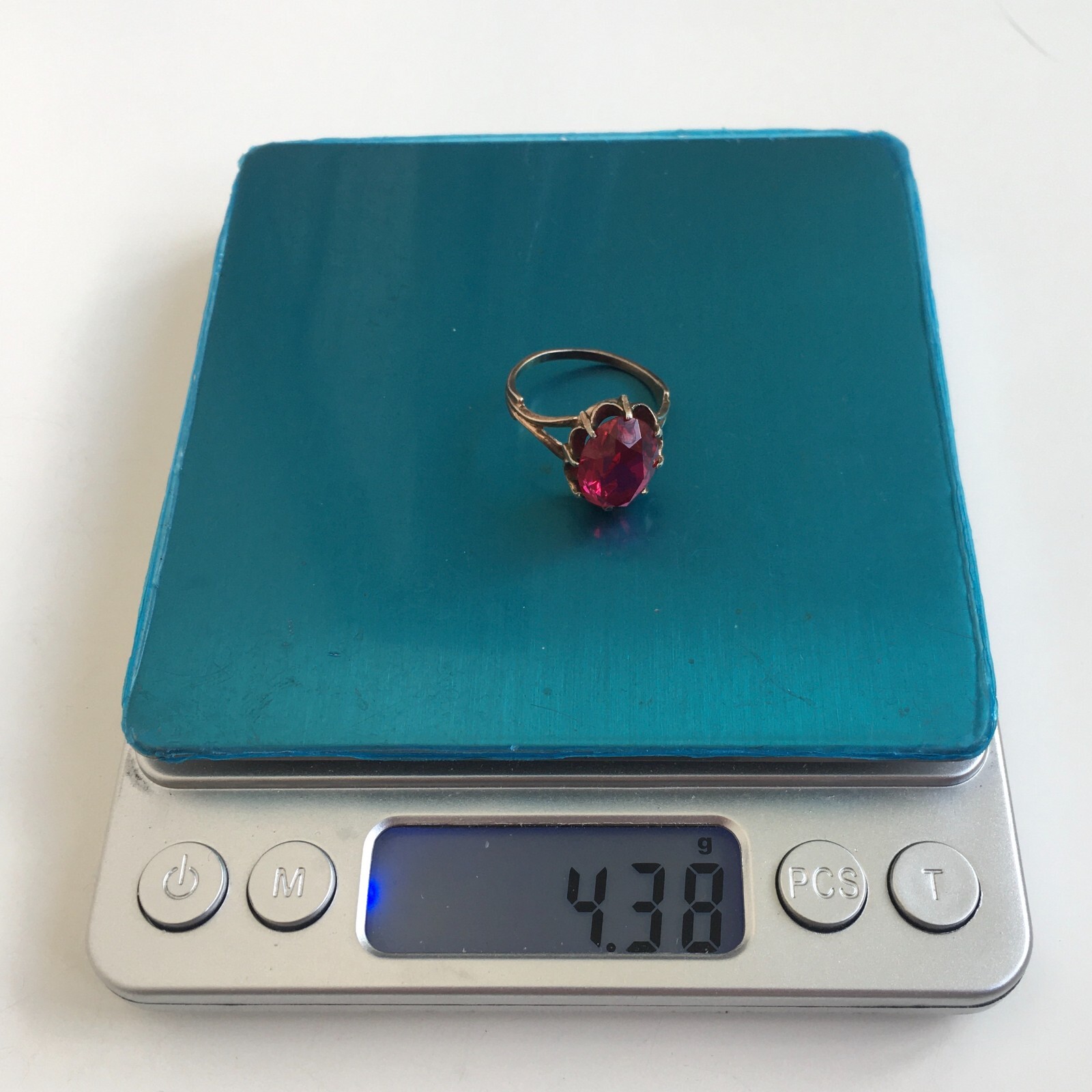 Ring № 29 Vintage Soviet Red Ruby Silver Ring 875… - image 24