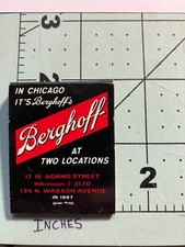 vintage Matchbook  - Berghoff  Restaurant - Chicago