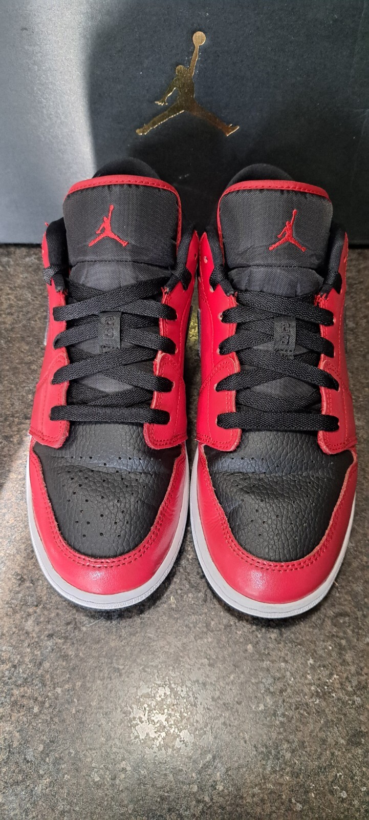 Nike Air Jordan 1 Low Black Red Size 7 Mens *Y* / 8.5 Womens Og Box Fast Ship