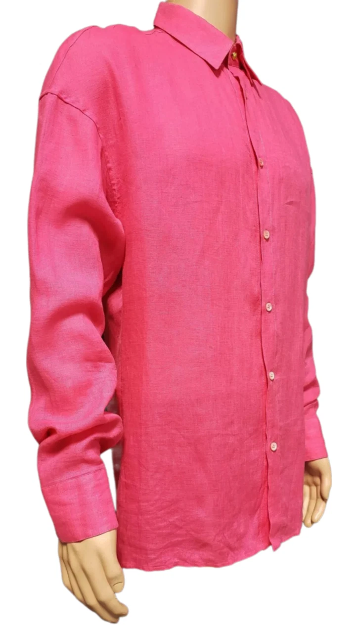 Camicia di lino rosa S S 2012 Look #31 Versace Runway per uomo 39 M (15 1 2")