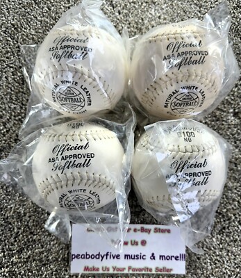 VINTAGE Lot Of 4 NEW Diamond 12'' Softball D100-ND White-ASA Approved-Cork Center