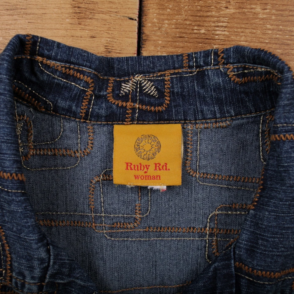 Rubí vintage Rd. Chaqueta Exterior XL Chaleco Chaleco Geométrico Azul Mujer Foto 3 de 4