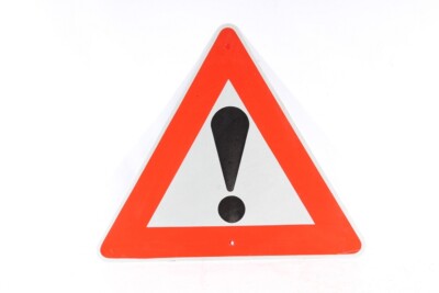 old sign attention old vintage road sign danger spot 