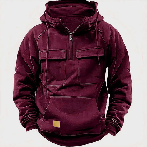 Mens Cargo Hoodies Tops Combat Work Military Solid Baggy Zip Hooded Sweatshirt - Picture 12 of 22