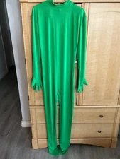 Green Full-Body Stretch Suit With Zipper Closure