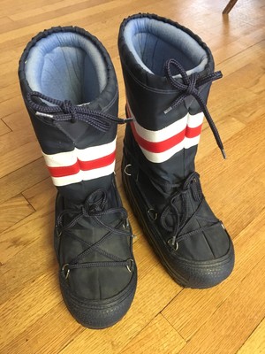 Vtg Retro Blue White Red Snow Boots Mens 9 W 10 Winter Shoes Insulated Apres Ski Ebay