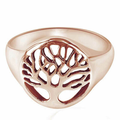 14K Rose Gold Plated Flourishing Tree Of Life Ring 925 Sterling - Main Image