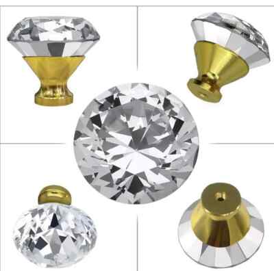 Kristallschrankknöpfe 40 mm Diamant Klarglas Tür Schrank Schublade