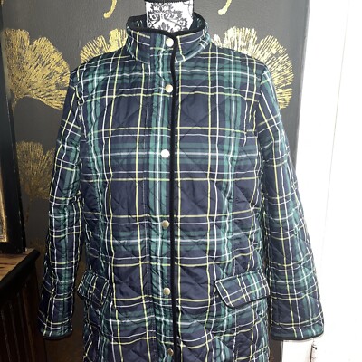 Talbots QUILTED LONG BARN JACKET CABIN PLAID