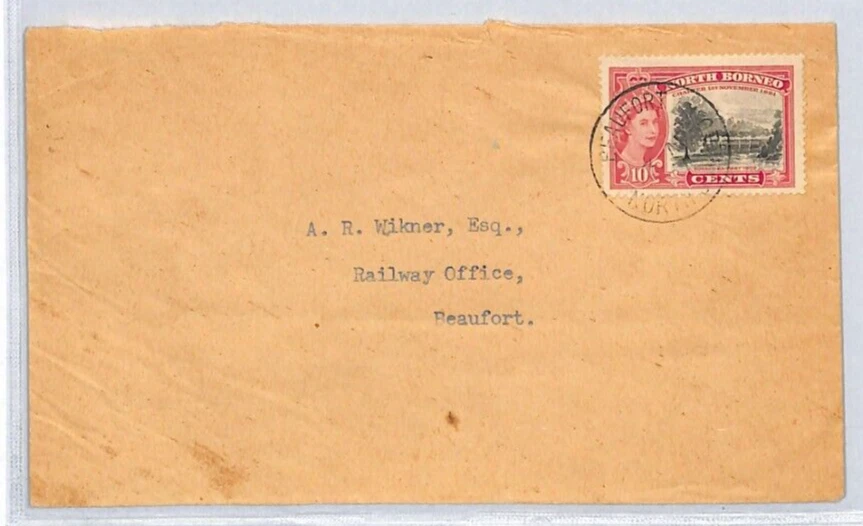 NORTH BORNEO QEII Cover Beaufort *RAILWAY OFFICE* {samwells-covers}YC267 - Image 2 of 4