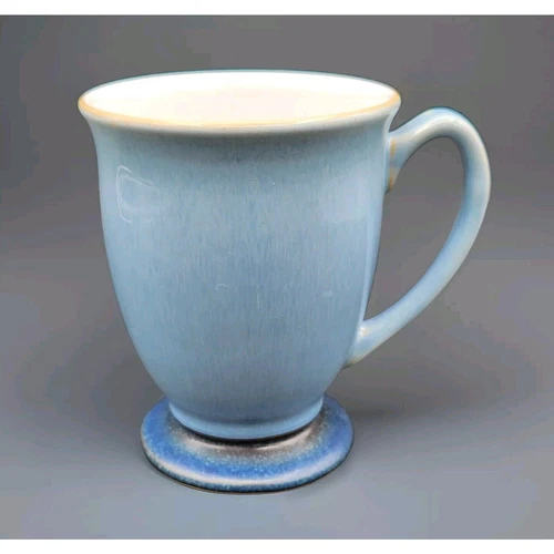DENBY England BLUE JETTY Glazed Footed Coffee Mug Cup EUC 4"