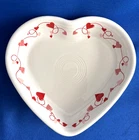 Fiesta Medium sized Heart shaped  bowl w Red & Pink hearts Excellent Condition