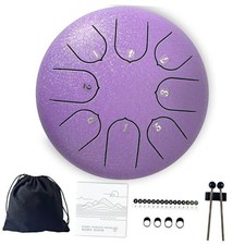 6 Inch 8-Note Steel Tongue Drum - D Major Rain Drum with 6 Inch 8 Notes Purple