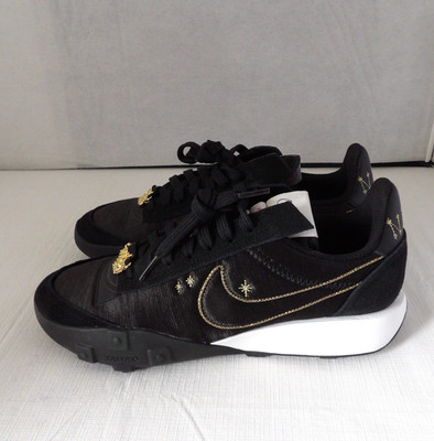 NWOB Authentic NIKE WAFFLE RACER 2X Black & Gold Women's Shoes Size 9 M
