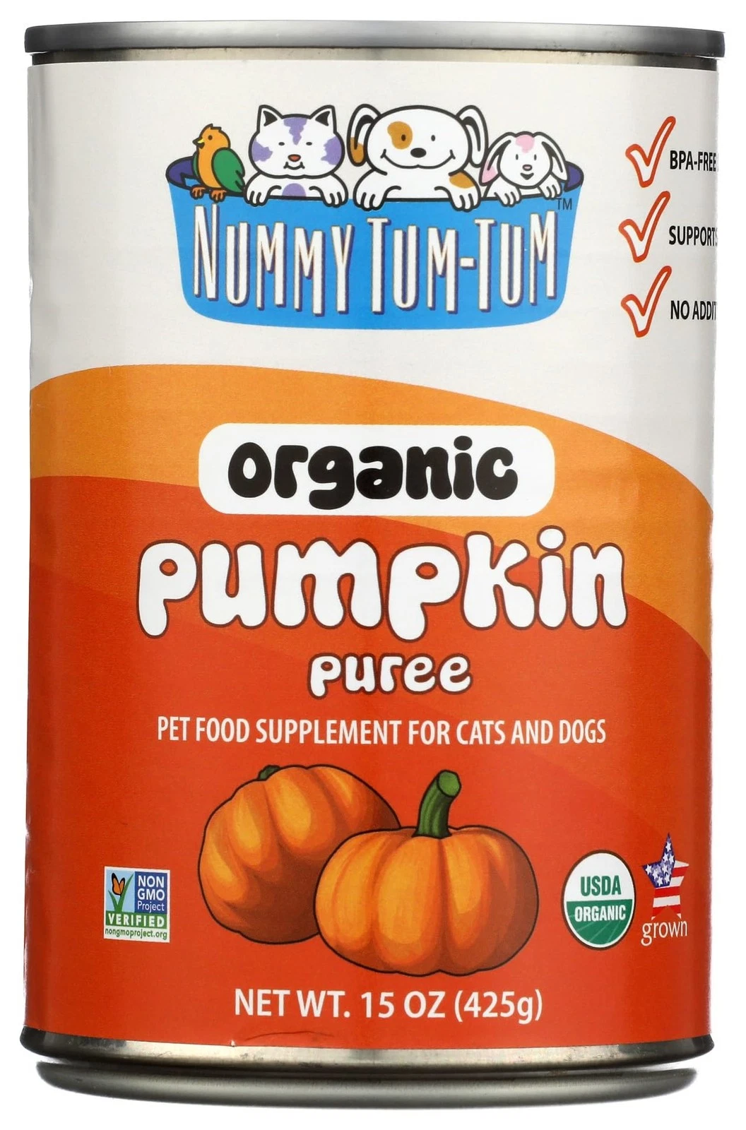 Organic Pumpkin for Dogs Cats - 15 Ounce, 12-Pack Treats