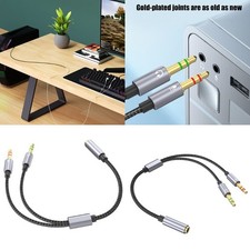 2 Port Headphone Microphones Splitter 3.5mm Aux Adapter Cable for Computer