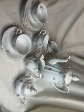 Germany US Zone 17 Pc. Porcelain Tea Set- Floral-Gold Trim