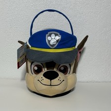 NWT Paw Patrol Chase Bucket Plush Easter Halloween Basket 12 In Tall X 12 In Dia