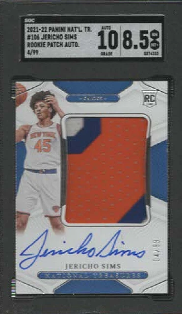 2022/23 National Treasures JERICHO SIMS RPA Rookie/Patch/Autograph RC #04/99 SGC