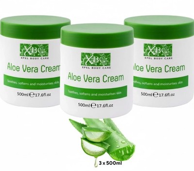 3x 500ml XBC Aloe Vera Feuchtigkeitscreme beruhigt, befeuchtet die Haut NEUWARE