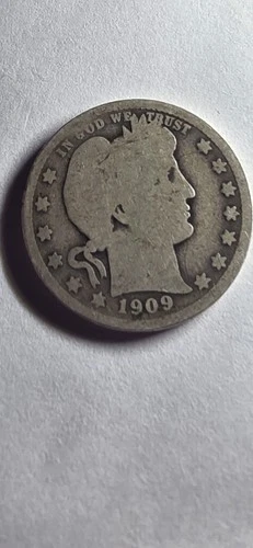 1909 P Barber Quarter Circulated Silver Coin Collectible