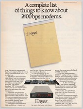 Hayes Smartmodem 2400 Microcomputer Atlanta Georgia 1986 Vintage Print Ad