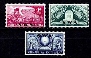 SOUTH WEST AFRICA 1949 SC#163-65 KGVI VOORTREKKER MONUMENT, Full Set - MNH