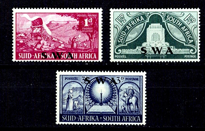 SOUTH WEST AFRICA 1949 SC#163-65 KGVI VOORTREKKER MONUMENT, Full Set - MNH