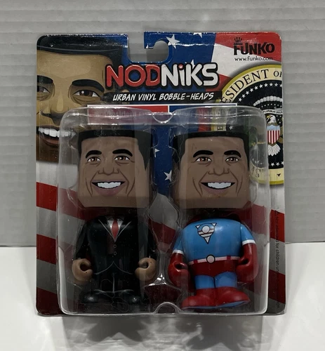 Funko Nodniks President Obama & Super Obama 2-Pack Vinyl Bobble Head Set New
