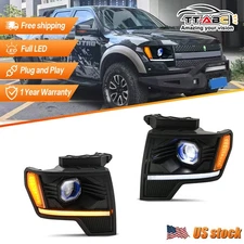 LED Headlight Assembly w/Sequential Signal for 2009-2014 Ford F150 Front Lamps