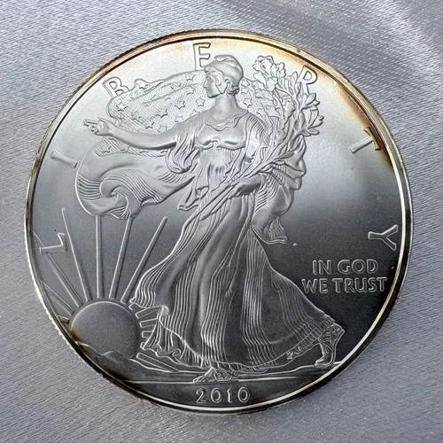 2010 American Silver Eagle 1 oz .999 Fine Silver BU Clean Toning [J6]