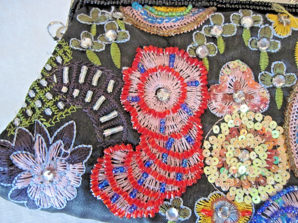 De Colección Aldo Multicolor Cuentas Cartera Bolso de Mano Cadena Correa Cierre Rectangular Foto 4 de 4