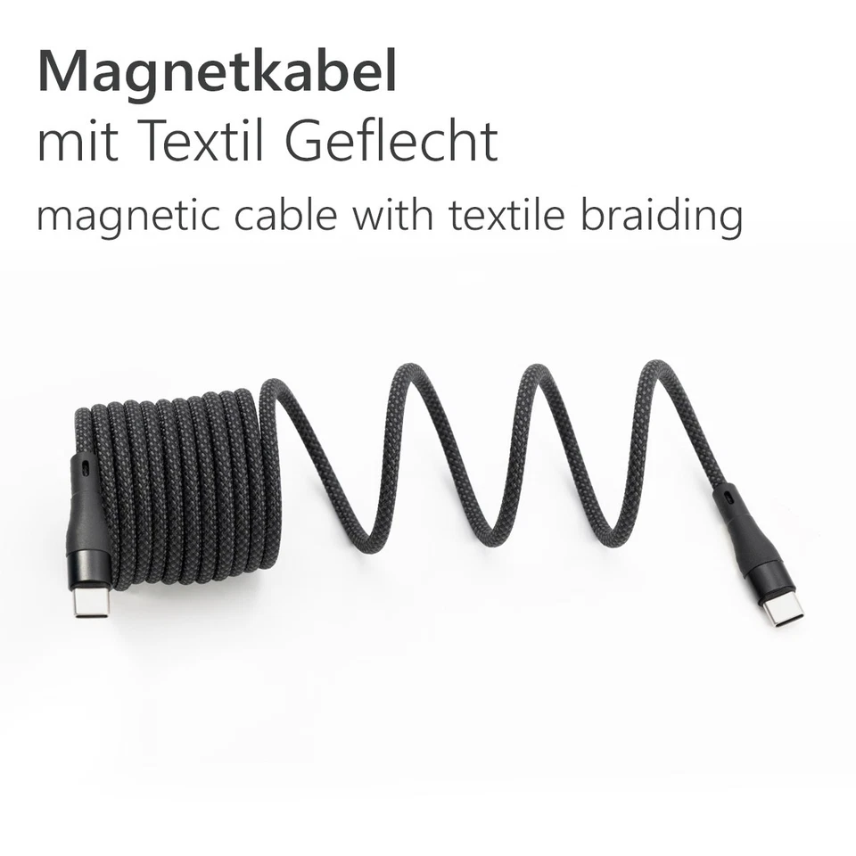 2m USB C 3.2 Kabel E-Marker Chip magnetisch, selbst aufrollend, sehr praktisch - Bild 3 von 4