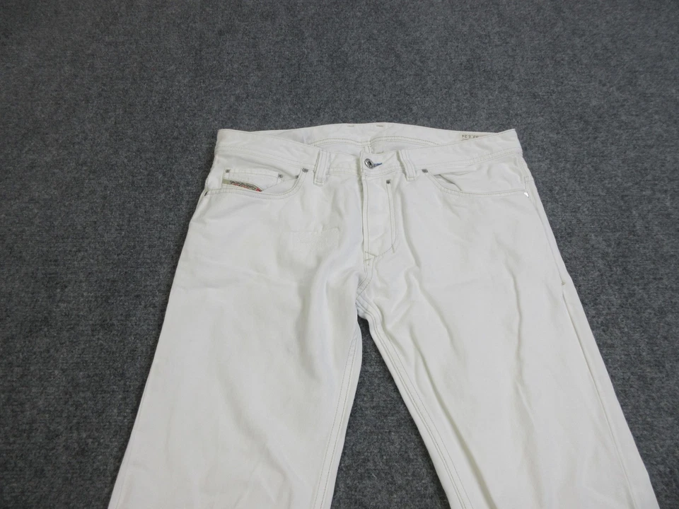 Jeans Diesel Safado Para Hombre 33x32 Blanco Regular Ajustado Recto Denim Lavado 0811G Foto 3 de 4