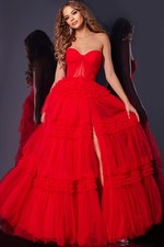 Jovani Red Tulle Prom Dress Ball Gown Size 6 over 700 retail NWT Style 40466