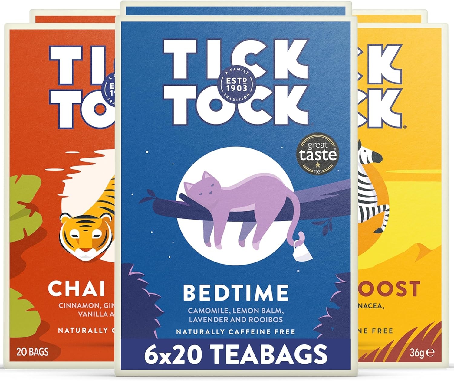 Tick Tock Herbal Tea Wellbeing Selection Box | Gift Set |Organic Bags |Bedtime,