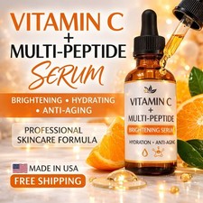 Vitamin C Peptide Serum Brightening Anti Aging Face Hydration 1oz