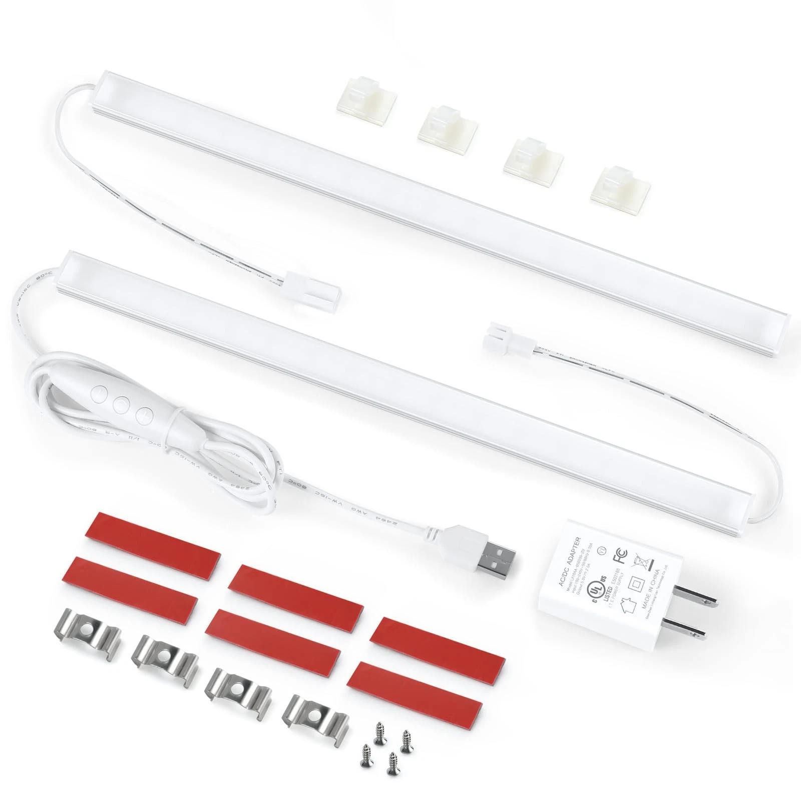 Litever Plug Under Cabinet Light Kit with 2-Light-Bar-Kit, Daylight 5000K