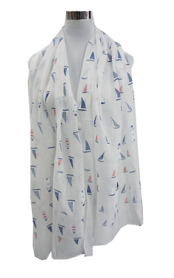 Neu Frauen Boot und Leuchtturm Muster Schal Schiff Kreuzfahrt Design Damen Halstuch Geschenk